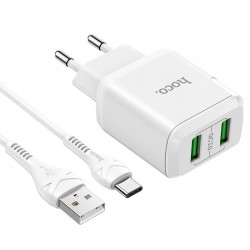 Зарядное устройство HOCO N6 QC3.0 (2USB/3A) + USB - Type-C Белый