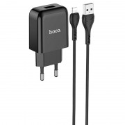 Зарядний пристрій HOCO N2 (1USB/2.1A) + USB - Lightning Чорний