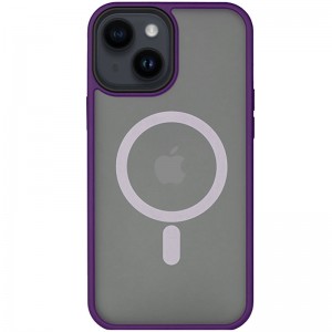 TPU+PC чехол для Apple iPhone 14 (6.1"") - Metal Buttons with MagSafe Темно-фиолетовый