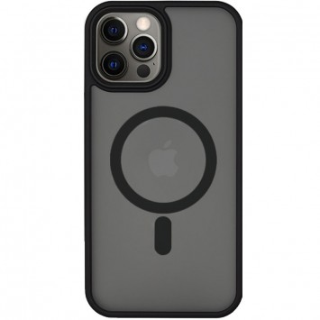 Чёрный TPU+PC чехол для iPhone 14 Pro с металлическими кнопками и MagSafe
