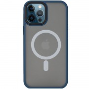 TPU+PC чохол для Apple iPhone 14 Pro Max (6.7"") - Metal Buttons with MagSafe Синій