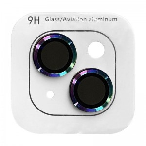 Защитное стекло на камеру для Apple iPhone 14 (6.1"") / 14 Plus (6.7"") - Metal Classic (в упак.) Сиреневый / Rainbow