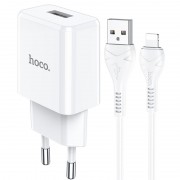 Зарядное устройство HOCO N9 (1USB/2,1A) + Lightning Белый