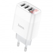 Зарядное устройство Hoco C93A Ease charge 3-port digital display charger Белый