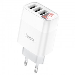 Зарядний пристрій Hoco C93A Ease charge 3-port digital display charger Білий
