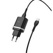 Зарядний пристрій для телефона - Hoco C12Q Smart QC3.0 (1USB/3A) + Type-C Чорний