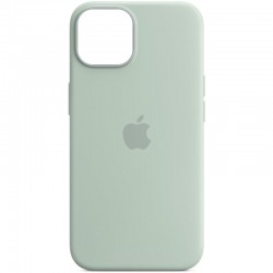 Чехол для Apple iPhone 14 Pro Max (6.7"") - Silicone case (AAA) full with Magsafe Бирюзовый / Succulent