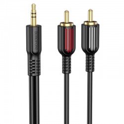 Аудіо кабель Borofone BL11 3.5mm to double RCA Чорний