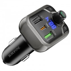Автомобильная зарядка для телефона FM модулятор Borofone BC38 Flash Energy PD20W+QC3.0 Черный