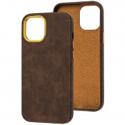 Кожаный чехол Croco Leather для Apple iPhone 14 (6.1"), Brown