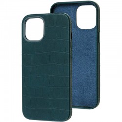 Кожаный чехол Croco Leather для Apple iPhone 14 (6.1"), Green