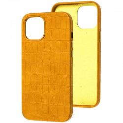 Кожаный чехол Croco Leather для Apple iPhone 14 (6.1"), Yellow