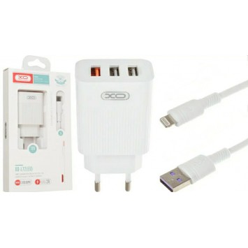 Оригінальний блок живлення XO-L72 з кабелем для Iphone 3 USB Швидка зарядка Quick Charge 3.0 Білий