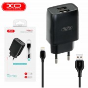 Оригінальний блок живлення XO-L57 з кабелем lightning для Iphone 5 вольт / 2.4 Ампера / 2 USB Чорний