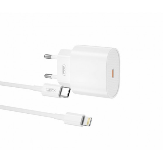 Блок живлення XO-L81B з кабелем Type-C - Lightning (Iphone) / Швидка зарядка Quick Charge 3.0 / 20W (PD 20W) Білий