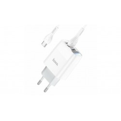 Блок питания hoco. C93A / 3 USB + дисплей + кабель Type-C - USB / до 3.4 Ампер / Белый