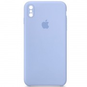 Чехол Silicone Case Square Full Camera Protective (AA) для Apple iPhone XS (5.8"), Голубой / Lilac Blue