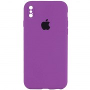 Чехол Silicone Case Square Full Camera Protective (AA) для Apple iPhone XS Max (6.5"), Фиолетовый / Grape
