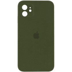 Чехол Silicone Case Square Full Camera Protective (AA) для Apple iPhone 11 (6.1"), Зеленый / Dark Olive