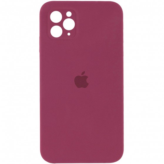 Чохол Silicone Case Square Full Camera Protective (AA) для Apple iPhone 11 Pro (5.8"), Бордовий / Plum