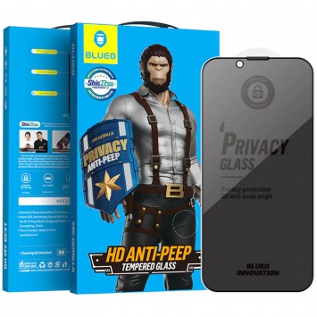 Чорне захисне 2.5D скло Blue Full Cover Anti-Peep для iPhone 13 Pro / 13 / 14 з антишпигунським захистом