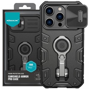 TPU+PC чохол для iPhone 14 Pro - Nillkin CamShield Armor Pro (шторка на камеру), Чорний