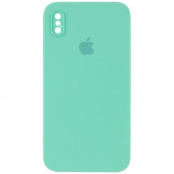 Чехол Silicone Case Square Full Camera Protective (AA) для Apple iPhone XS (5.8"), Бирюзовый / Turquoise