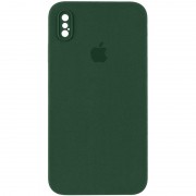 Чехол Silicone Case Square Full Camera Protective (AA) для Apple iPhone XS (5.8"), Зеленый / Cyprus Green