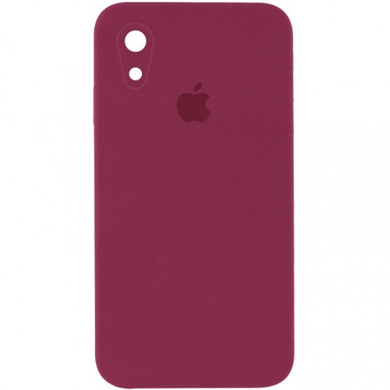 Чехол Silicone Case Square Full Camera Protective (AA) для Apple iPhone XR (6.1"), Бордовый / Plum