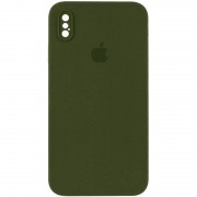 Чехол Silicone Case Square Full Camera Protective (AA) для Apple iPhone XS Max (6.5"), Зеленый / Dark Olive