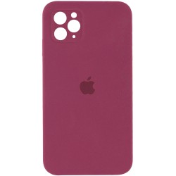 Чехол Silicone Case Square Full Camera Protective (AA) для Apple iPhone 11 Pro Max (6.5"), Бордовый / Plum