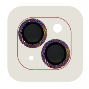 Защитное стекло Metal Shine на камеру (в упак.) для Apple iPhone 14 (6.1") / 14 Plus (6.7"), Сиреневый / Rainbow