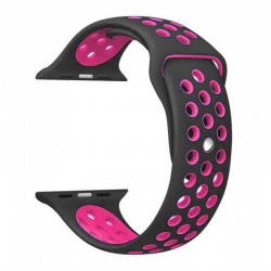 Силиконовый ремешок Sport Nike+ для Xiaomi Amazfit / Samsung 20 mm, black/pink