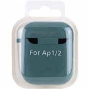Силиконовый футляр с микрофиброй для наушников Airpods 1/2 Зеленый / Pine green