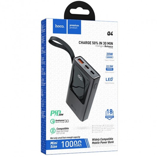 Портативний зарядний пристрій Power Bank Hoco Q4 Unifier 10000 mAh Чорний - зображення 3 