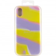 Чехол для Apple iPhone X / XS (5.8"") - Silicone case full Aquarelle Сиренево-желтый