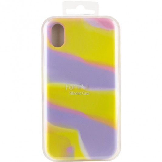 Чохол для Apple iPhone X / XS (5.8"") - Silicone case full Aquarelle Бузково-жовтий - зображення 5 