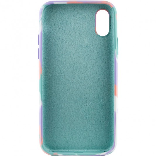 Чохол для Apple iPhone X / XS (5.8"") - Silicone case full Aquarelle Бірюзово-бузковий - зображення 2 