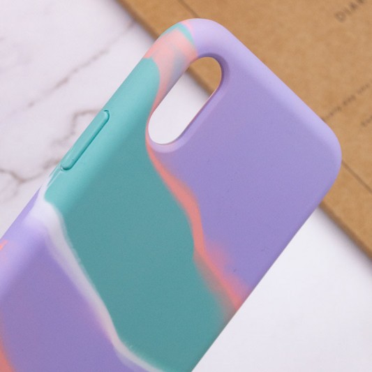 Чохол для Apple iPhone X / XS (5.8"") - Silicone case full Aquarelle Бірюзово-бузковий - зображення 4 