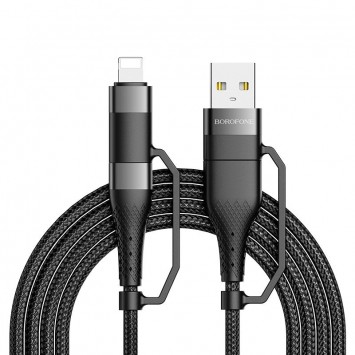 Дата кабель Borofone BU28 Multi-energy 4in1 Type-C/USB - Type-C/Lightning (1.2m) Черный - Type-C кабели - изображение 1