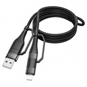 Дата кабель Borofone BU28 Multi-energy 4in1 Type-C/USB - Type-C/Lightning (1.2m) Черный