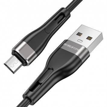 Кабель заряджання для телефону, планшета Borofone BX46 Rush USB to MicroUSB (1m) Чорний - MicroUSB кабелі - зображення 1 