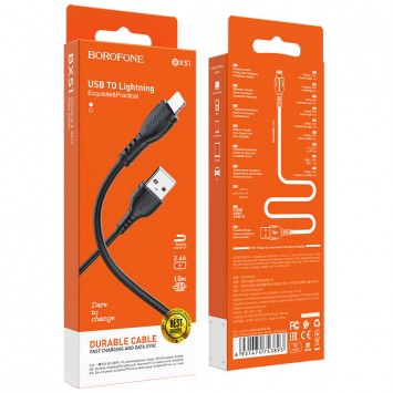 Дата кабель Borofone BX51 Triumph USB to Lightning (1m) Чорний - Lightning - зображення 5 