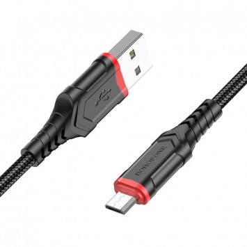Кабель зарядки для телефону, планшета Borofone BX67 USB to MicroUSB (1m) Чорний - MicroUSB кабелі - зображення 1 