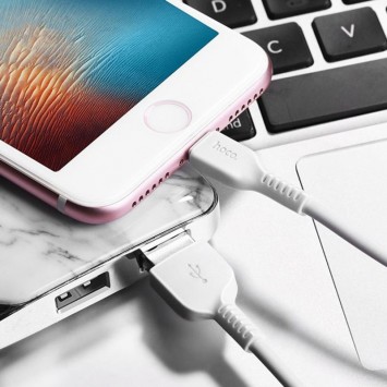 Кабель зарядки Apple Hoco X20 Flash Lightning Cable (2m) Белый - Lightning - изображение 3