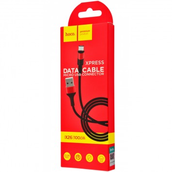 Кабель зарядки телефону, планшета Hoco X26 Xpress Micro USB Cable (1m) Чорний / Червоний - MicroUSB кабелі - зображення 1 