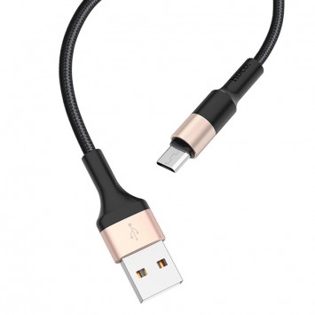 Кабель зарядки телефону, планшета Hoco X26 Xpress Micro USB Cable (1m) Чорний / Золотий - MicroUSB кабелі - зображення 2 