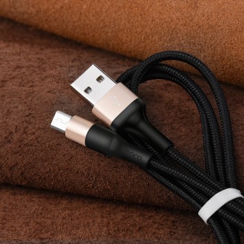 Кабель зарядки телефону, планшета Hoco X26 Xpress Micro USB Cable (1m) Чорний / Золотий - MicroUSB кабелі - зображення 4 