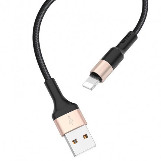 Кабель заряджання Apple Hoco X26 Xpress Lightning Cable (1m) Чорний / Золотий - зображення 2 