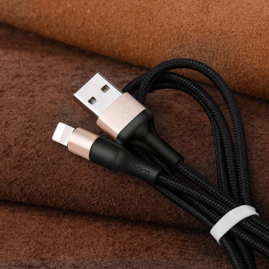 Кабель заряджання Apple Hoco X26 Xpress Lightning Cable (1m) Чорний / Золотий - зображення 3 